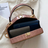 Crocodile Pattern PU Leather Handbag Shoulder Bag Green Pink
