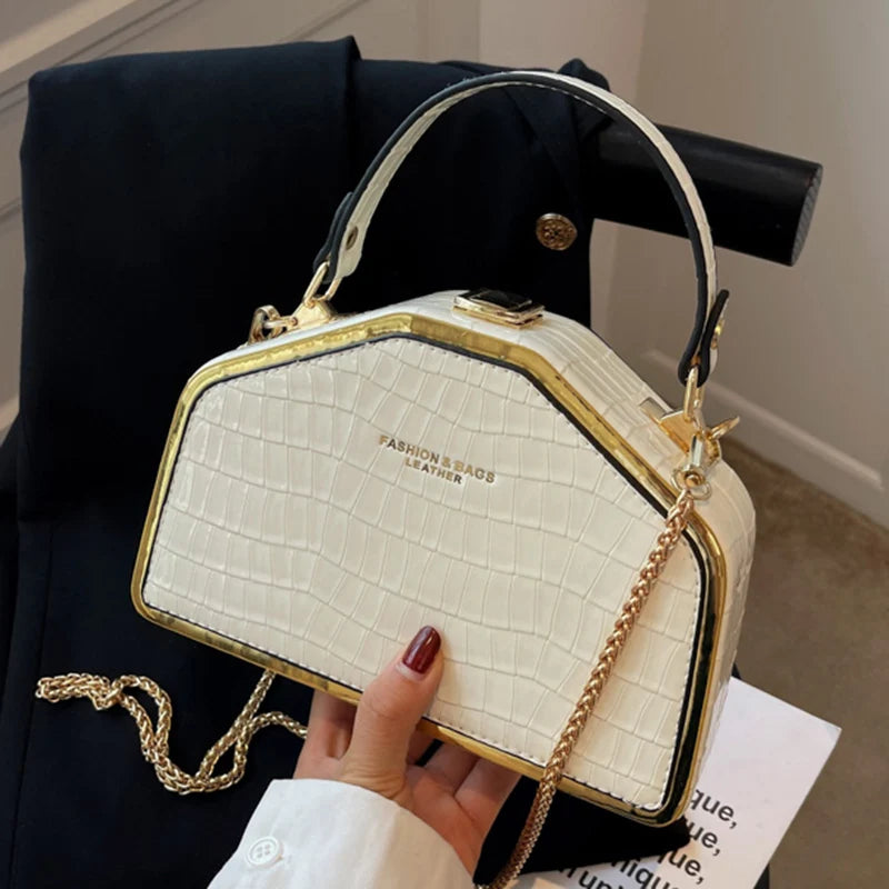 Crocodile Pattern PU Leather Handbag Shoulder Bag Green Pink