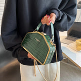 Crocodile Pattern PU Leather Handbag Shoulder Bag Green Pink