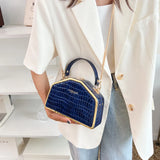 Crocodile Pattern PU Leather Handbag Shoulder Bag Green Pink