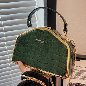 Crocodile Pattern PU Leather Handbag Shoulder Bag Green Pink