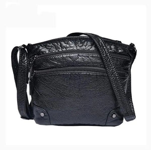 Women Crossbody Bag Soft Washed PU Leather Shoulder Bag Patchwork Messenger Bag
