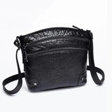 Women Crossbody Bag Soft Washed PU Leather Shoulder Bag Patchwork Messenger Bag