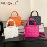 Casual Rhombic Lattice Crossbody Bag with Top-handle for Travel Work