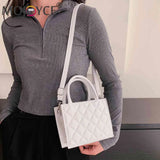 Casual Rhombic Lattice Crossbody Bag with Top-handle for Travel Work