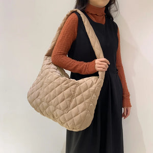 Women Crossbody Bag Cotton Padded Quilted Down Bags Tote
