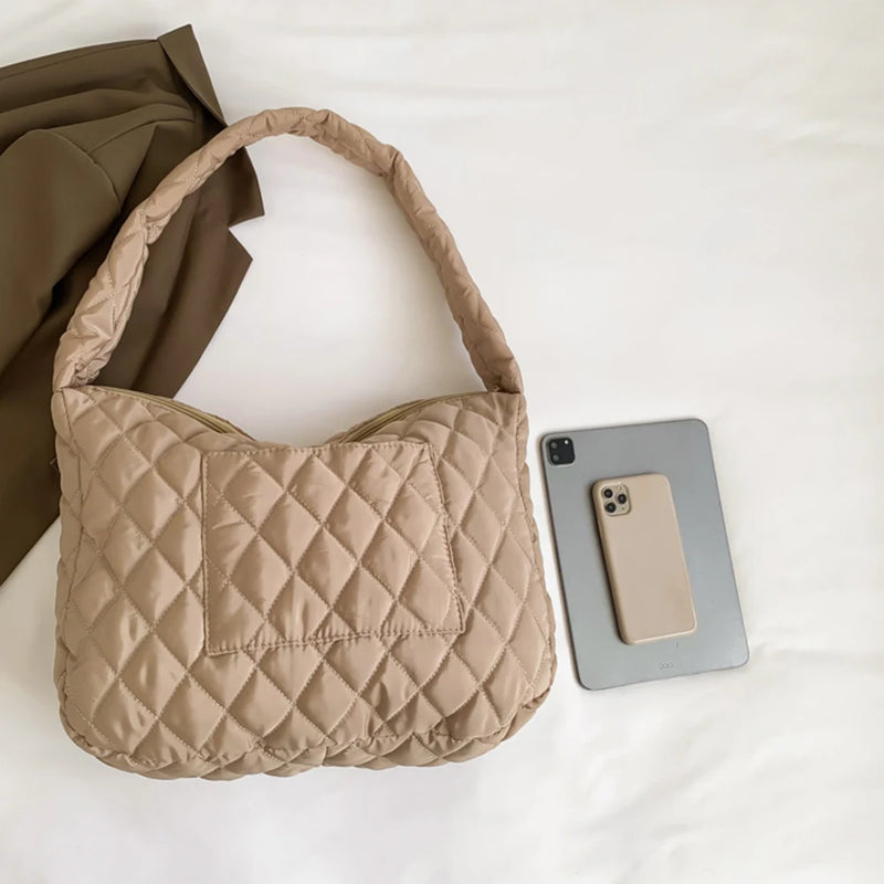 Women Crossbody Bag Cotton Padded Quilted Down Bags Tote