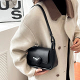 Women Crossbody Bag Love Clasp PU Leather Shoulder Bag