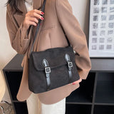Vintage Crossbody Bag Faux Suede Leather Handbag