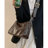 Retro Pu Leather Messenger Bag Large Capacity Shoulder Bag