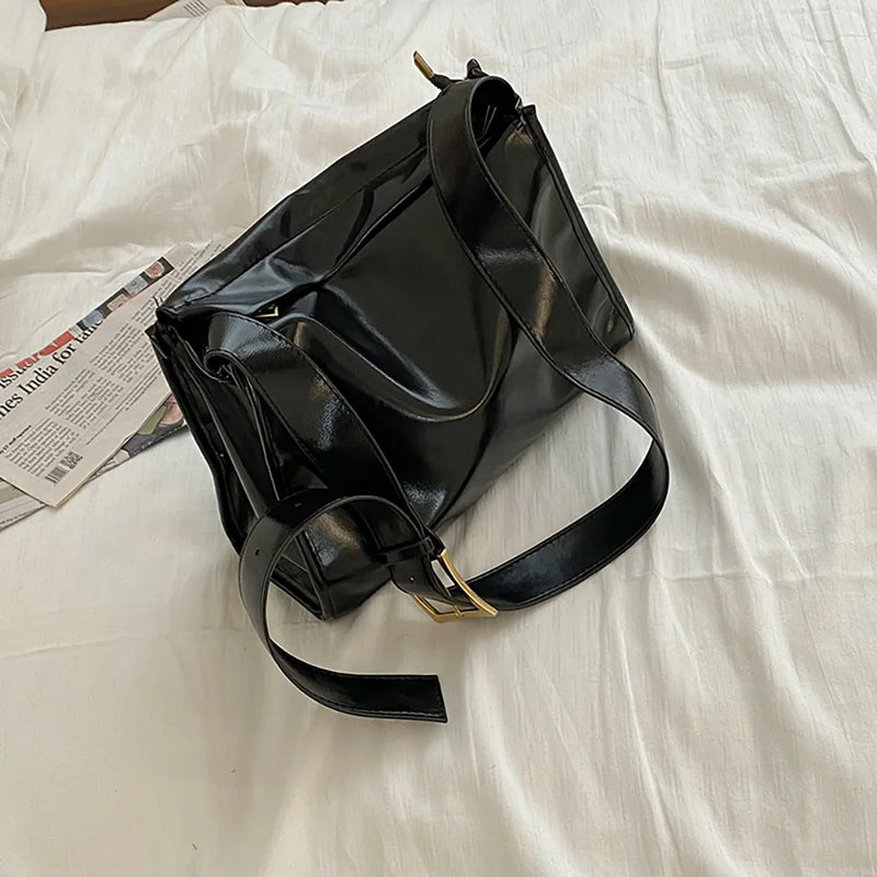 Retro Pu Leather Messenger Bag Large Capacity Shoulder Bag