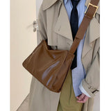 Retro Pu Leather Messenger Bag Large Capacity Shoulder Bag