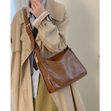 Retro Pu Leather Messenger Bag Large Capacity Shoulder Bag