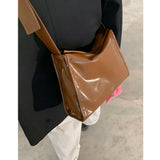 Retro Pu Leather Messenger Bag Large Capacity Shoulder Bag