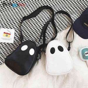 Fun Ghost Crossbody Bag PU Leather Zipper Small Handbag