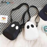 Fun Ghost Crossbody Bag PU Leather Zipper Small Handbag