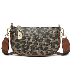 Leopard Crossbody Bag with Wide Strap for Women