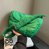 Quilted Crossbody Bag Rhombus Pattern Shoulder Tote Lightweight