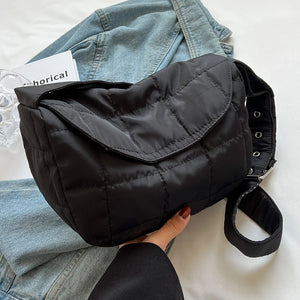 Quilted Crossbody Bag Rhombus Pattern Shoulder Tote Lightweight