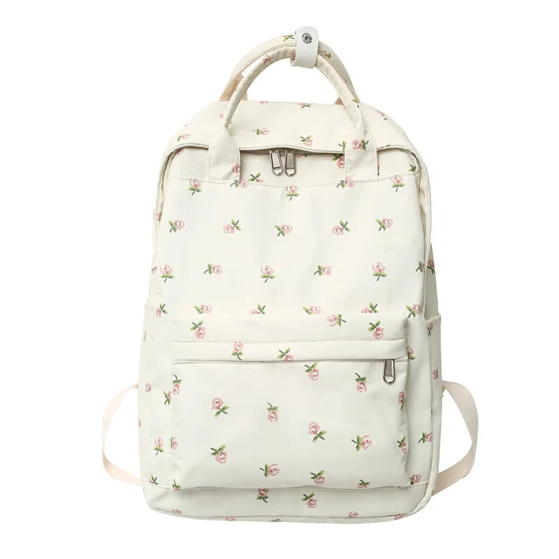 Floral Student Lady Book Bag Girl's College Backpack