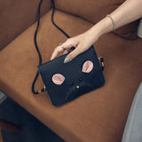 Mouse Small Square Messenger Bag Women's PU Leather Handbag