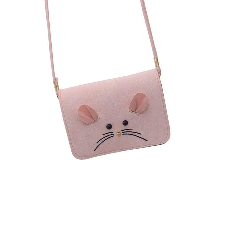 Mouse Small Square Messenger Bag Women's PU Leather Handbag