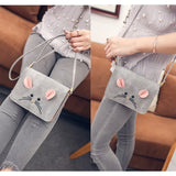 Mouse Small Square Messenger Bag Women's PU Leather Handbag