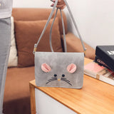 Mouse Small Square Messenger Bag Women's PU Leather Handbag