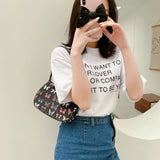 Daisy Butterfly Plaid Canvas Shoulder Bag Vintage Mini Handbag
