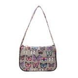Daisy Butterfly Plaid Canvas Shoulder Bag Vintage Mini Handbag