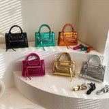 Mini Crossbody Stone Pattern Shoulder Bag Green