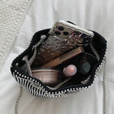 Women Diamonds Bucket Bag Pink Crossbody Chain Messenger Bag
