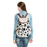 Dog Paws Printed Handbags Love Dogs Linen Backpack