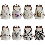 Dog Paws Printed Handbags Love Dogs Linen Backpack