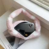 Women Dot Print Shoulder Bags Female Winter Plush Underarm Bags