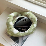 Women Dot Print Shoulder Bags Female Winter Plush Underarm Bags