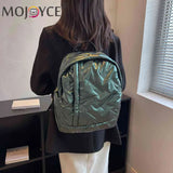 Women Down Cotton School Bags Solid Waterproof Female Student Backpack