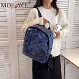 Women Down Cotton School Bags Solid Waterproof Female Student Backpack