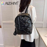 Waterproof Women's Down Cotton School Backpack for Winter