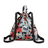 Women Drawstring Bag Backpack Durable School Backpack Portable Foldable Bag