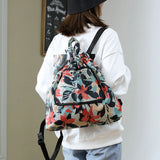 Women Drawstring Bag Backpack Durable School Backpack Portable Foldable Bag