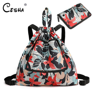 Women Drawstring Bag Backpack Durable School Backpack Portable Foldable Bag