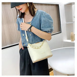 Women Shoulder Bag PU Leather Wild Solid Bucket Crossbody Pack Strap Handbag