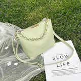 Women Shoulder Bag PU Leather Wild Solid Bucket Crossbody Pack Strap Handbag