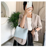 Women Shoulder Bag PU Leather Wild Solid Bucket Crossbody Pack Strap Handbag
