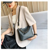 Women Shoulder Bag PU Leather Wild Solid Bucket Crossbody Pack Strap Handbag