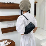 Women Geometric PU Leather Shoulder Handbag Checker Pattern Underarm Bag