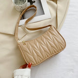 Geometric PU Leather Shoulder Handbag Checker Pattern Underarm Bag