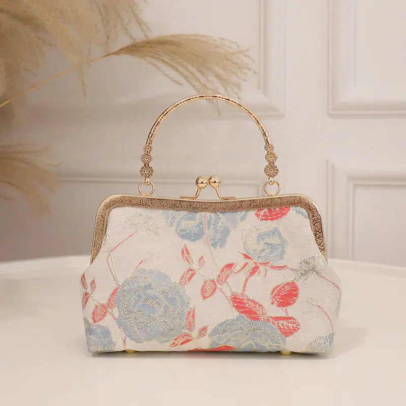 Floral Evening Bag Embroidered Women's Party Clutch Chain Messenger
