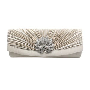Satin Wedding Clutch Rhinestone Handbag Chain Party Purse